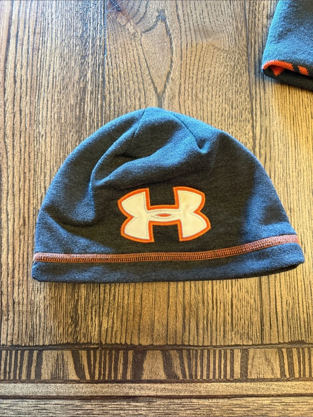 Under Armour Kids Gray Beanies with Orange Logo Accents bundle